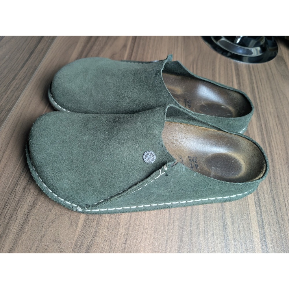 Birkenstock Boston Clogs Green Suede Leather Slip On Shoes EU41 US Women 10 Men8 - Picture 2 of 8